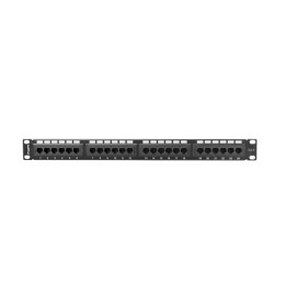 Lanberg Patch panel wyposażony jest w 24 nieekranowane porty RJ-45 kategorii 6.