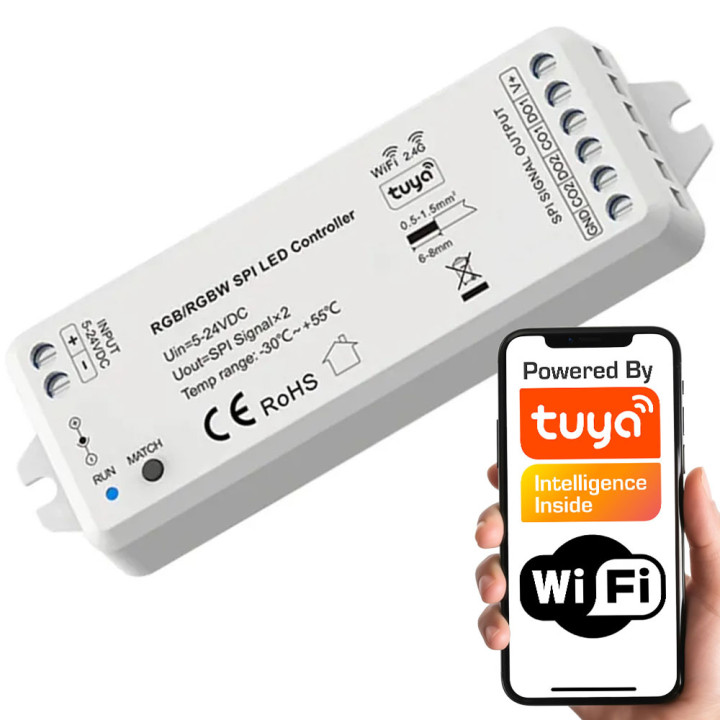 Tuya LC066 WiFi+RF LED COB SPI RGBIC Controller 2-in-1
