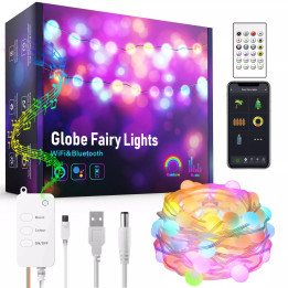 Tuya Smart RGBIC LED Ball String Lights 10m WiFi Bluetooth IP65