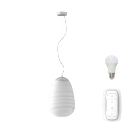 Immax NEO COCONO závěsný lustr bílé sklo 24x34cm včetně Smart zdroje E27 RGBW