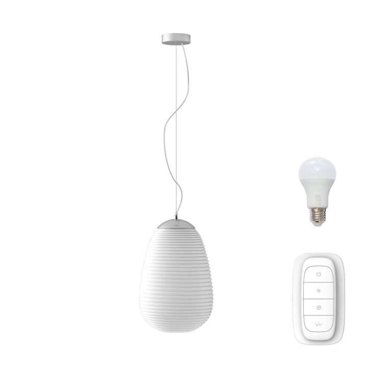 Immax NEO COCONO závěsný lustr bílé sklo 24x34cm včetně Smart zdroje E27 RGBW