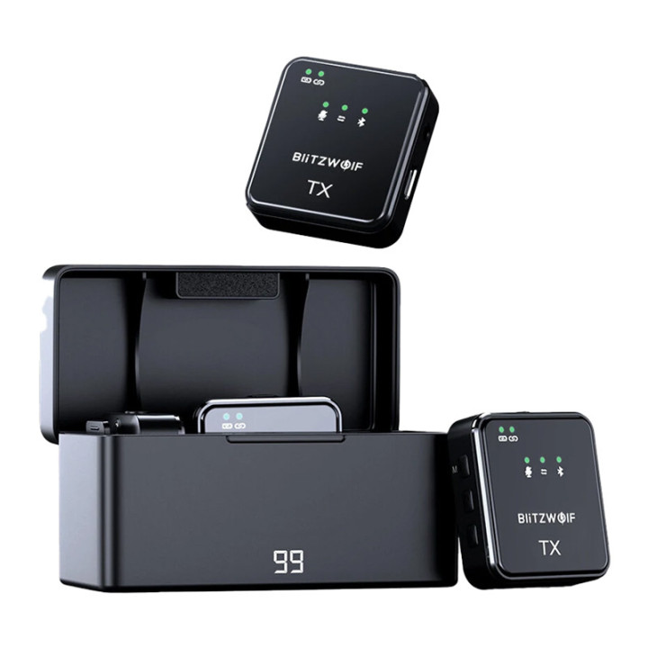 BlitzWolf BW-SX63 Wireless Microphone, 1000mAh (Black)