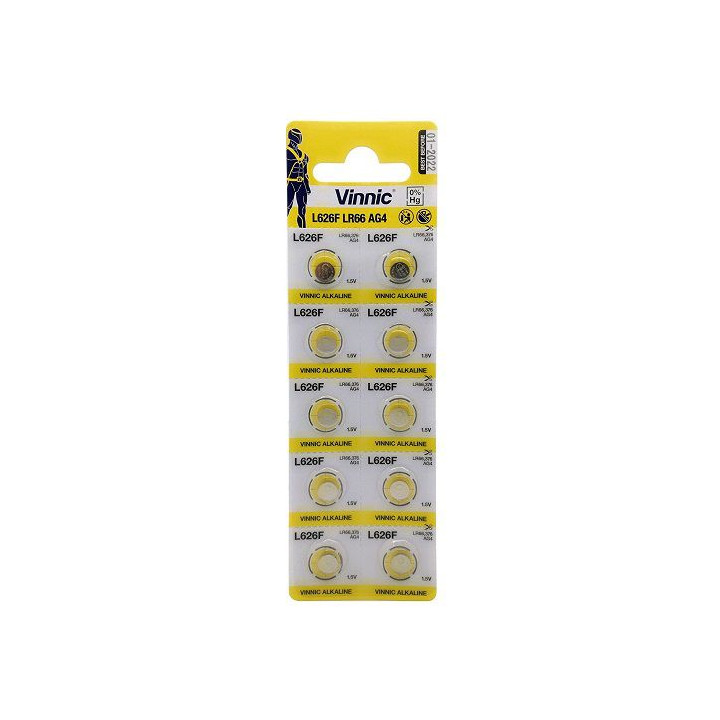 Vinnic L626F / AG4 / LR66 1,5 В 19 мАч Щелочные батарейки 10 шт.