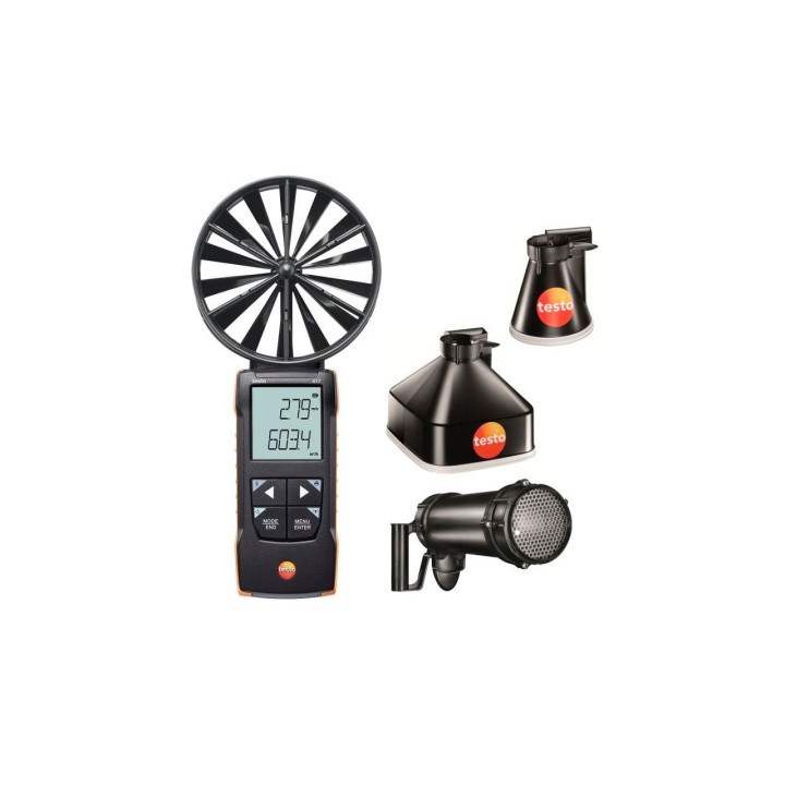 Vane anemometer Testo 417 kit 2 with measurement funnels and flow straightener
