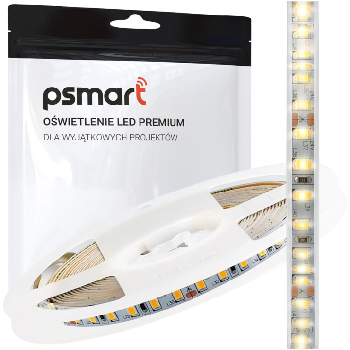 Taśma LED Psmart 24V Ciepła Biała 3000K SMD 2835 IP20 8mm 120LED/m 5m