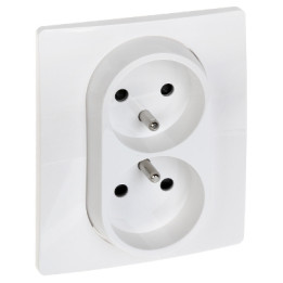 LEGRAND LE-764541 Niloe Double Wall Socket 16A 230V Type E – White