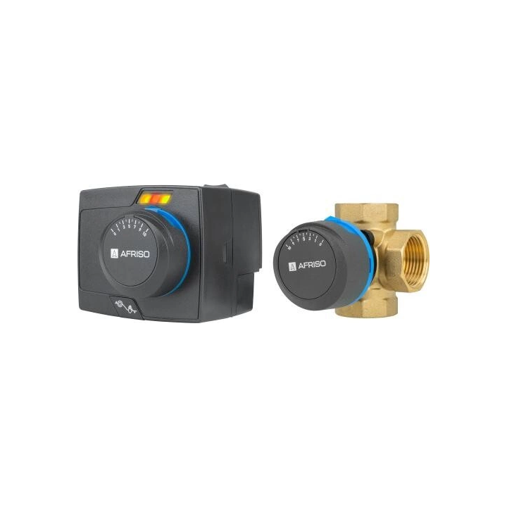 AFRISO ARV 484 ProClick + ARM 343 ProClick – set: 4-way mixing valve with actuator, DN25, Rp 1", Kvs 9
