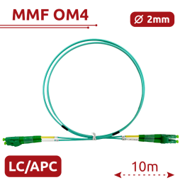 SAFIRE SF-LC-APC-LC-APC-OM4-DX-10M-A 10m LC to LC OM4 Duplex Fiber Optic Patch Cable
