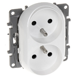 LEGRAND LE-764542 Niloe Double Wall Socket 16A 230V Type E French Standard White