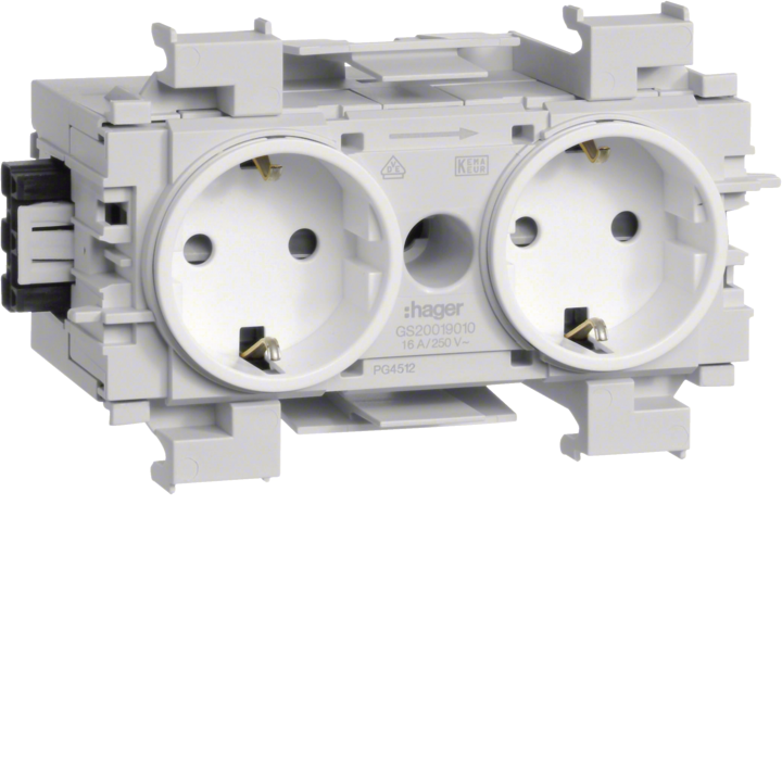 Hager GD20019016 Smart Socket-Outlet DK 2-Gang Front-Mount