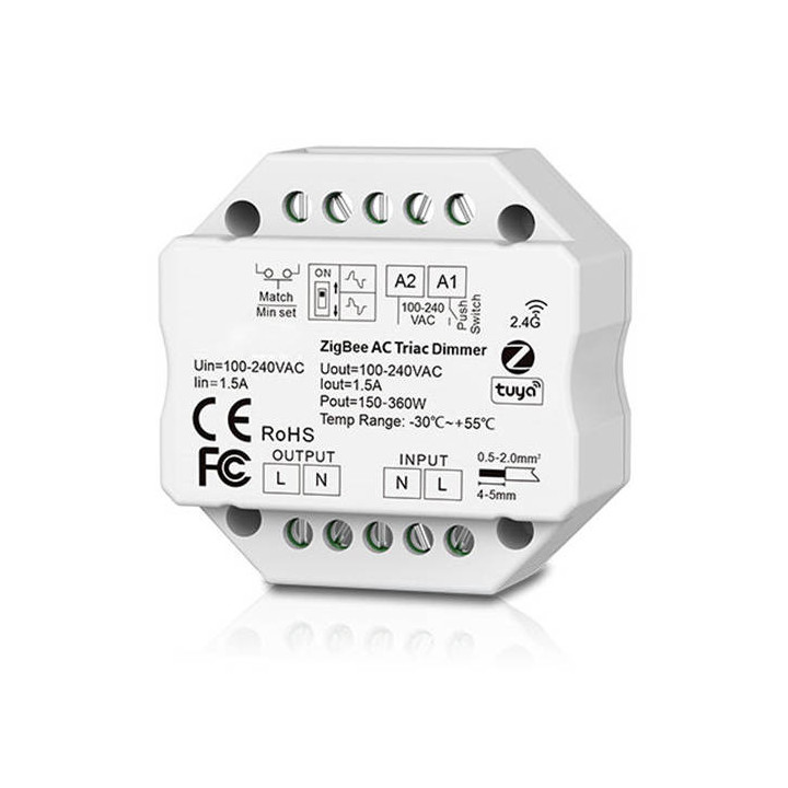 Tuya SD Series ZigBee 3.0 + RF 2.4 GHz 1-Channel In-Wall Dimmer Module 5904496822991