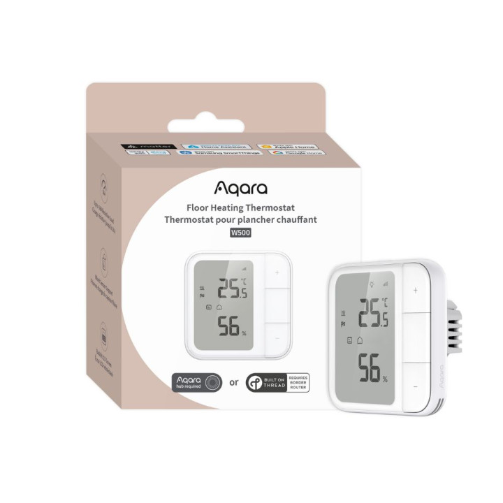 Aqara UT-A01D W500 Smart Floor Heating Thermostat – Zigbee/Thread, Wi-Fi, Matter, 16A, White