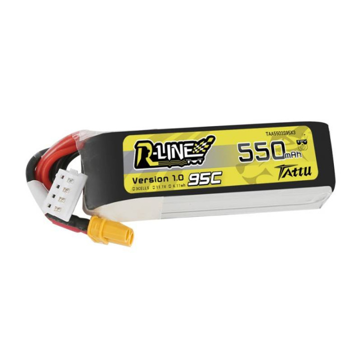 Tattu R-Line 550mAh 11.1V 95C 3S1P XT30 LiPo Battery TAA5503S95XT3