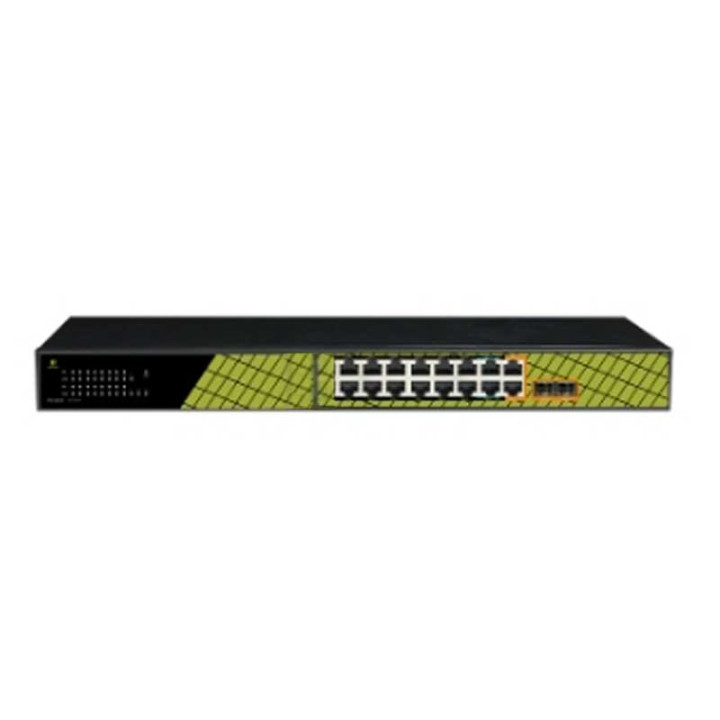 VidiLine VIDI-F1622GB 16-portowy przełącznik PoE 240W, 2x RJ45 Uplink, 2x SFP
