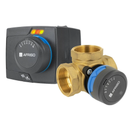 AFRISO ARV 485 + ARM 343 set: 4-way mixing valve with actuator, DN32, Rp 1 1/4", Kvs 18, 230 V, 6 Nm, 120 s