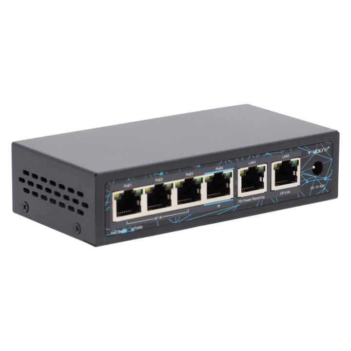 Przełącznik VidiLine VIDI-F0420F-EXT PoE 4x PoE 100Mbps 2x RJ45 100Mbps 60W