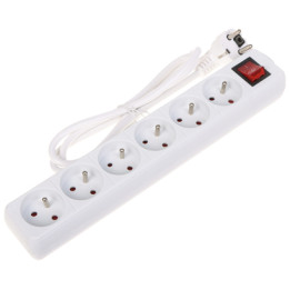 Удлинитель 6 розеток 1.5м кабель PR-1.5M-6G-SW/W Белый Schuko