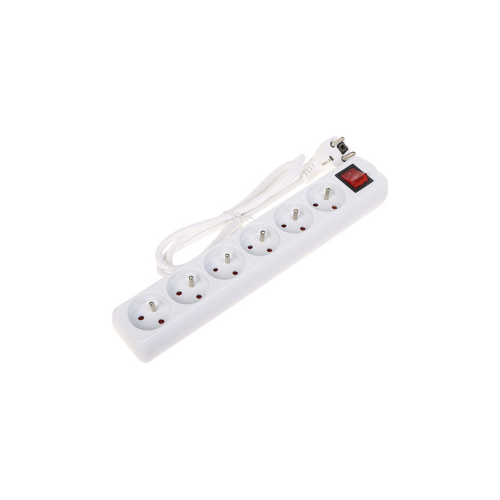 Power Strip 6 Outlets 1.5m Cable PR-1.5M-6G-SW/W White Schuko Extension Lead
