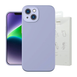 Baseus Liquid Silica Gel Case for iPhone 14 Plus (Lavender) + Tempered Glass + Cleaning Kit