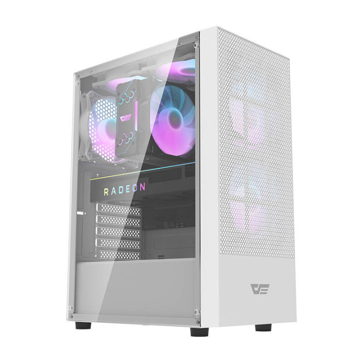 darkFlash A290 White Midi Tower Computer Case + 3 ARGB Fans