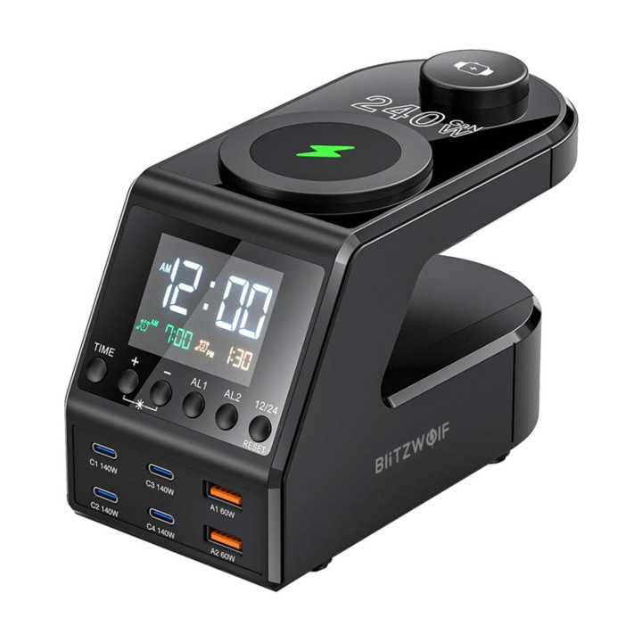 Будильник Blitzwolf BW-FW10 с зарядным устройством 2xUSB-A, 4xUSB-C, 240 Вт