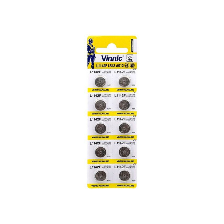 Vinnic L1142F / AG12 / LR43 / 186 / V12GA 1,5 В 100 мАч Щелочные батарейки 1 шт.
