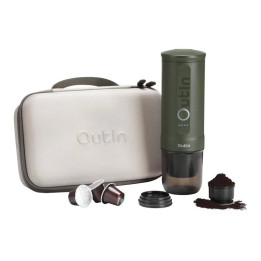Outin Nano A000011 Portable Coffee Maker Set (Green) with Protective Case
