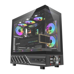 DarkFlash DS950V Computergehäuse mit Display (Schwarz) + 6 Lüfter