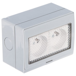 ATLO ATLO-S2IP5 Surface-Mounted Double Socket IP55 - Outdoor Weatherproof Power Outlet 2-Gang