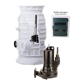 Jung Pumpen wastewater pumping station / sewage lifting station, single-pump PKS MULTICUT 20/2 M, F control cabinet (on a founda