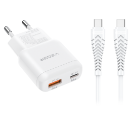 VEGER VG-TR120-Kit-30W1A1C 30W настенное зарядное устройство USB-C и USB-A с быстрой зарядкой