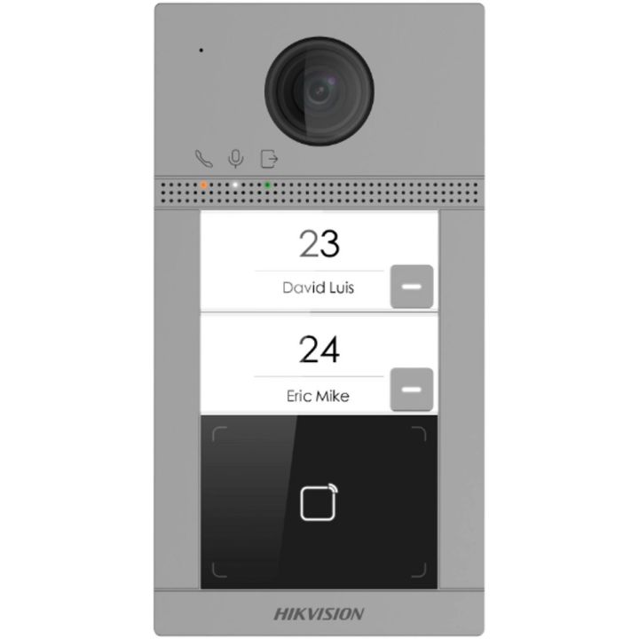 Hikvision DS-KV8213-WME1(C)/Flush 2-кнопочная металлическая вызывная панель для виллы с PoE, IP65, 2МП камерой, ИК ночным видени