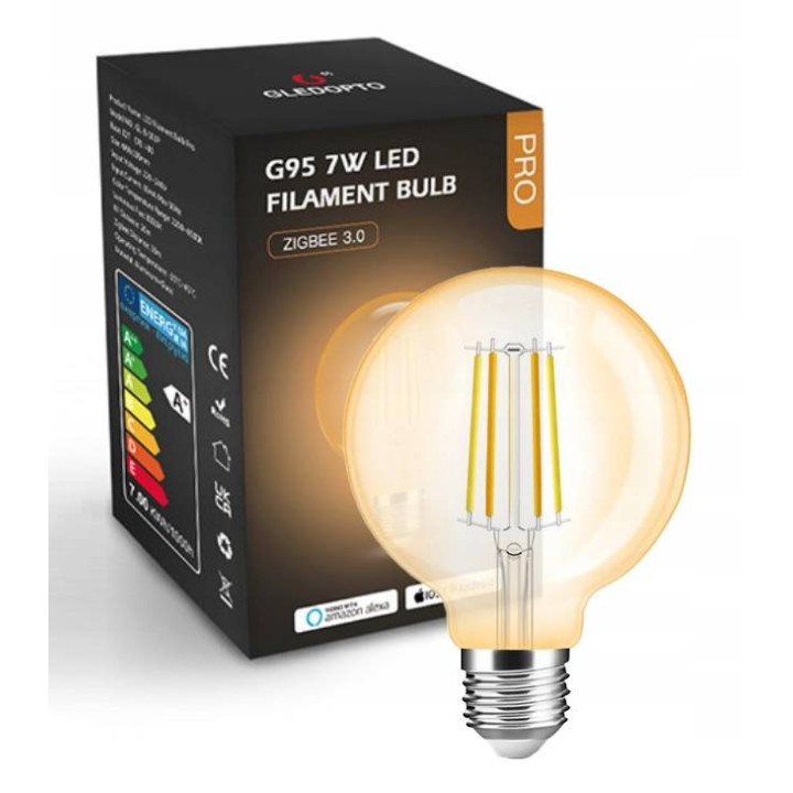 Tuya 5904496826760 7W CCT Vintage Amber G95 ZigBee Smart Bulb