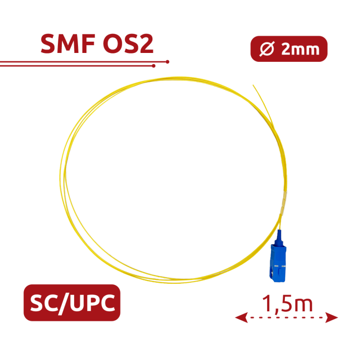 SAFIRE SF-SC-UPC-OS2-0015M-D20-Y 15m SC/UPC to SC/UPC Single-Mode OS2 Fiber Patch Cable, Yellow