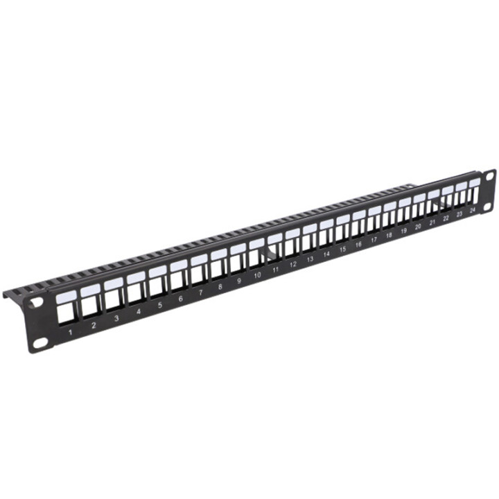 VidiLine R19-PP24 Pannello patch Keystone 19" 24 porte 1U, metallo, nero