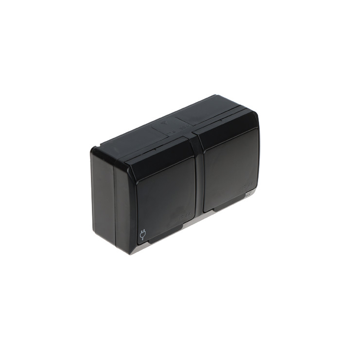 Elektro-Plast HERMES/0322-09/EPN Накладная двойная розетка IP44 16A 250V AC Schuko для наружной установки