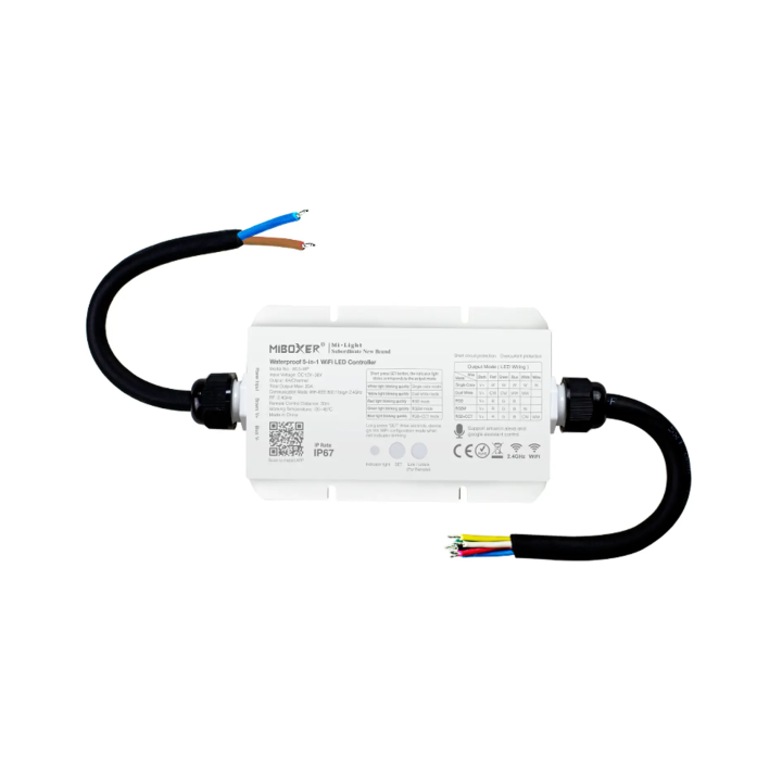 Waterproof LED Controller WiFi RGB+CCT 12-48VDC 5in1 WL5-WP