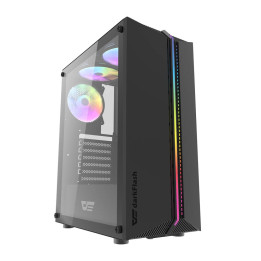 darkFlash DK151 Black Midi Tower Computer Case + 3 RGB Fans