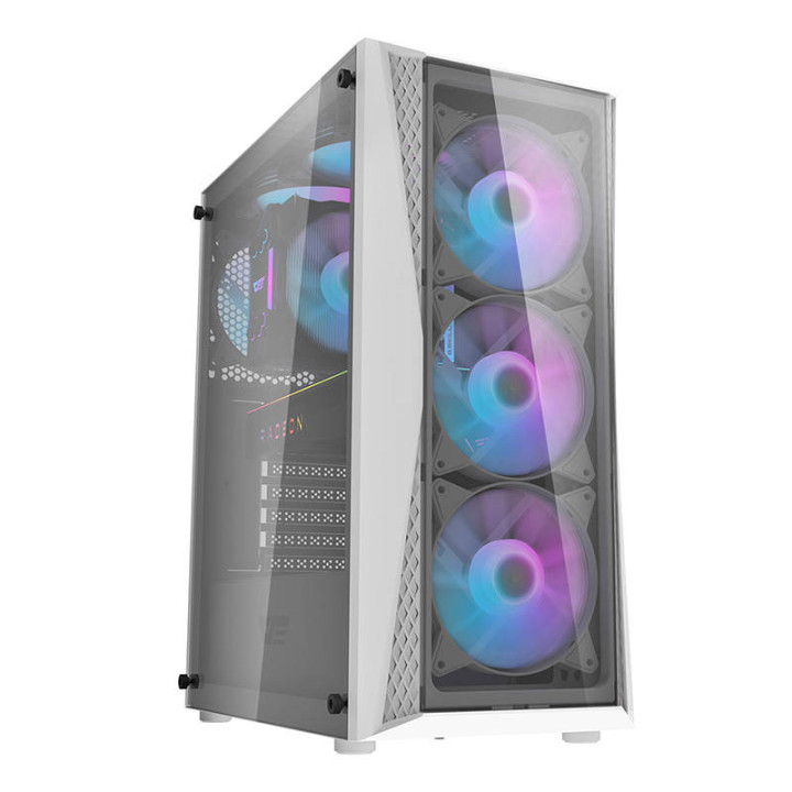 darkFlash DK352 Plus Midi Tower Computer Case (White) + 4 ARGB Fans