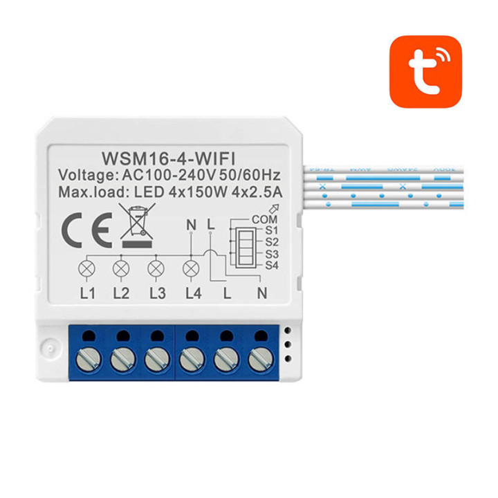 Avatto WSM16-W4 Smart WiFi Switch Module 4-Channel TUYA