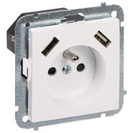 Elektro-Plast SANTRA/4188-10/EPN Одиночная настенная розетка с USB-зарядкой, 16A 230V, Schuko тип F