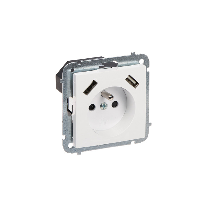 Elektro-Plast SANTRA/4188-10/EPN Presa a Muro Singola con Caricatore USB, 16A 230V, Schuko Tipo F