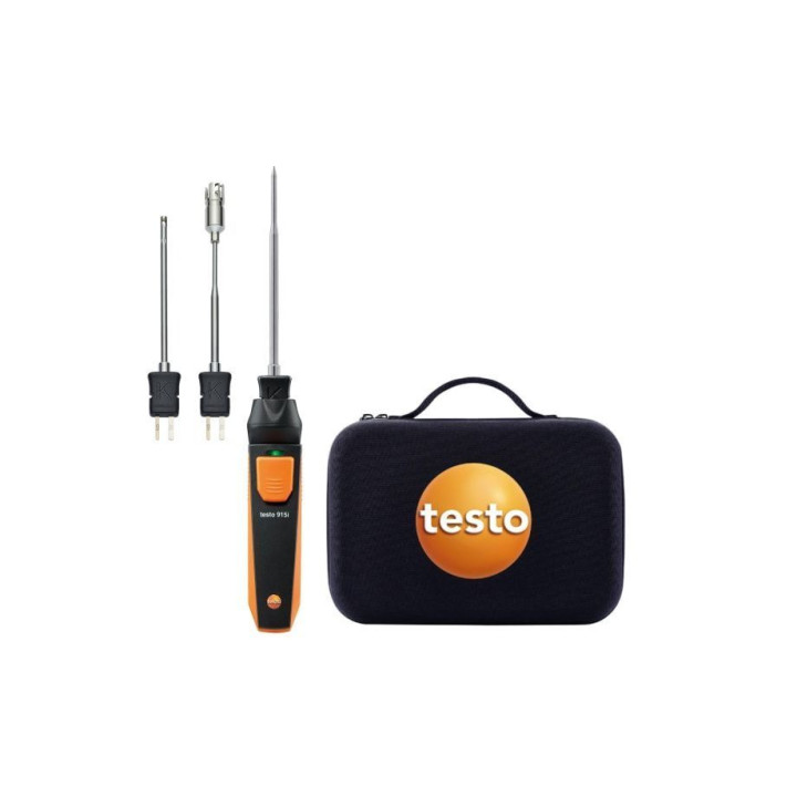 Testo 915i temperature kit with wireless thermometer, 3 probes, and Smart App support