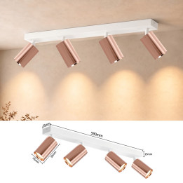 Immax PUNTO-4 ceiling wall spot light linear 4 heads GU10, copperIwhite