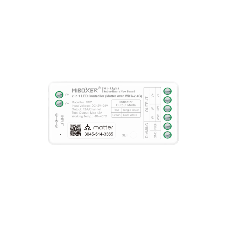 2-in-1 LED Controller MONO/CCT MiBoxer SM2 Matter over Wi-Fi