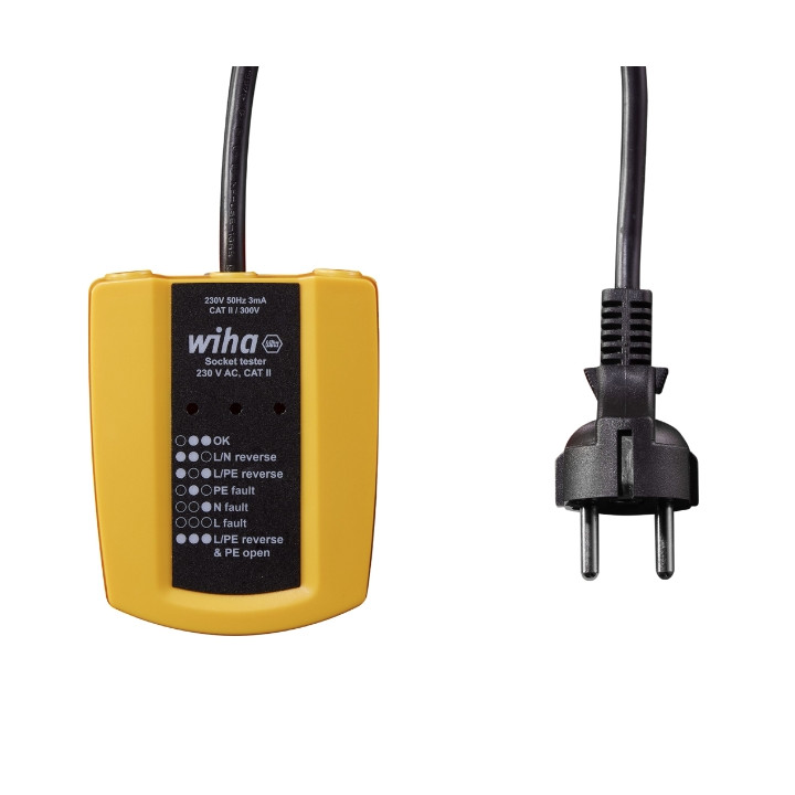 WIHA WH-SOCKET-TEST/45220 Socket Tester, Schuko Plug, Voltage & Wiring Check