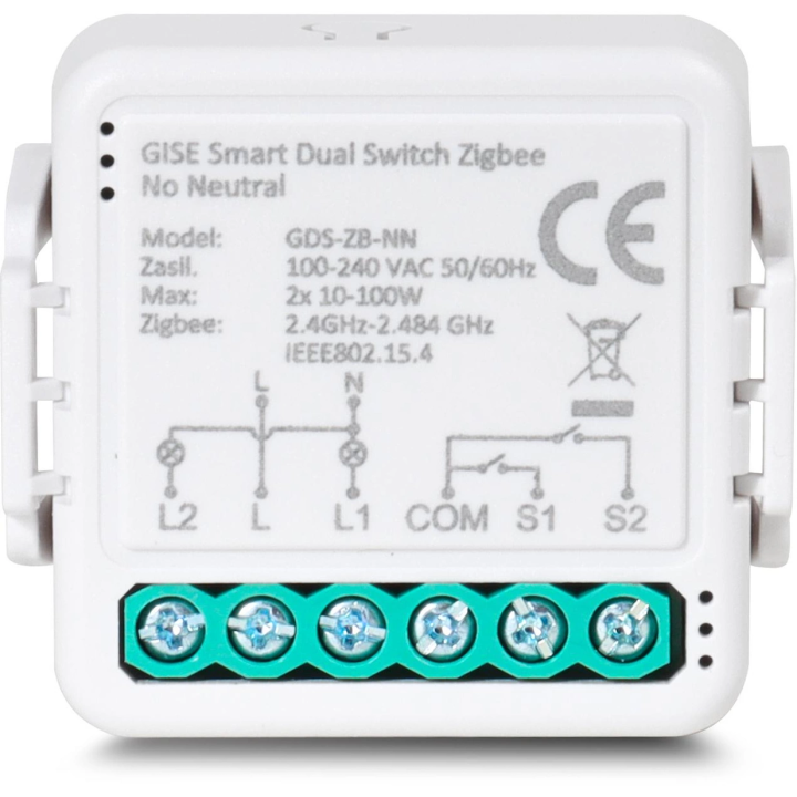 GISE Smart GDS-ZB-NN – двойной релейный модуль Zigbee без нейтрального провода