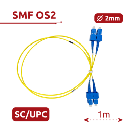 SAFIRE SF-SC-UPC-SC-UPC-OS2-DX-1M-Y Kabel krosowe światłowodowe