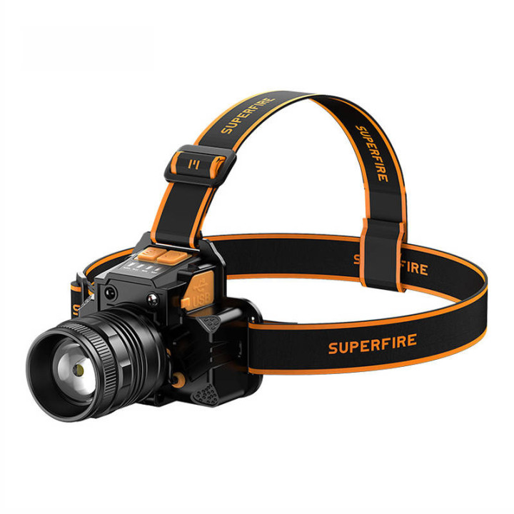 Superfire HL58 Headlamp Flashlight, 350 lm, USB, 3 Modes, 200m