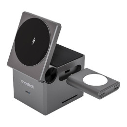 Индуктивное зарядное устройство Choetech T632-F 3-в-1, 15 Вт (черное)